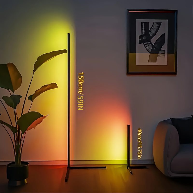 Smart RGB+White LED Floor Lamp with Music Sync, App control Modern Adjustable Gooseneck Corner Light for Gaming Room, Living Room, Party, RGB Color Changing Mood (/Metal) - Image 4