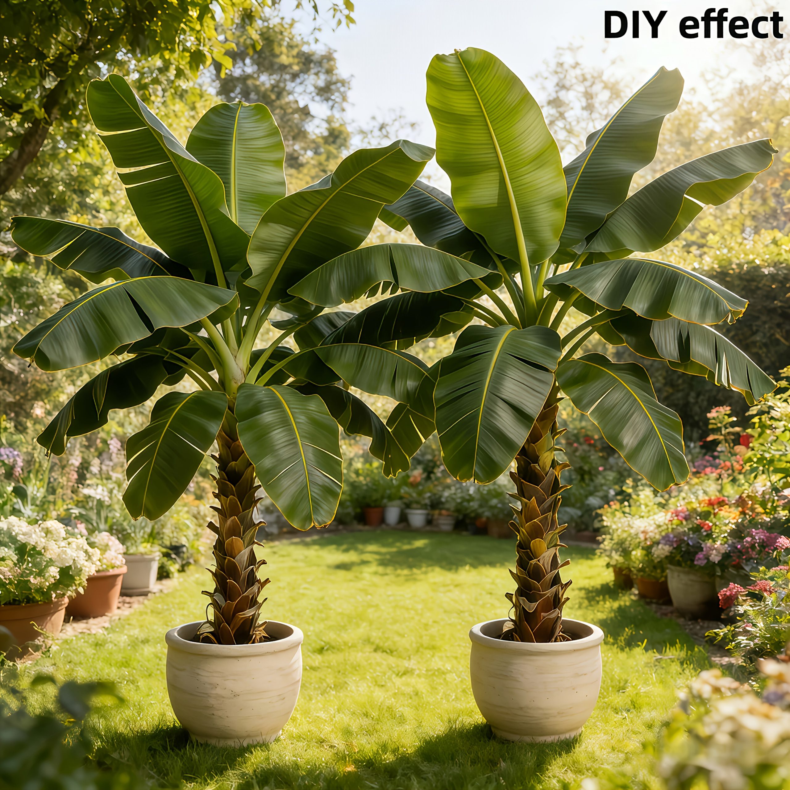 2pcs Large Outdoor Artificial Banana Tree - Wedding Garden Modern Decoration, Maintenance-Free Four Seasons Evergreen Money Tree Artificial Plant | Epiphyllum Evergreen Potted Plant, Large-Leaf Decorative Tree, Nordic Style Faux Tree for Courtyard - Image 6