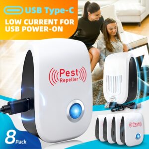 8pcs USB Plug-in Smart Soundwave Technology Rodent Repeller, Soundwave Technology Pest Repeller, Sonic Wave Technology Pest Repeller - USB Plug-in - Indoor Mouse Repeller - Rodent Repeller - 360° Full Room Coverage, Effectively Repels Mice