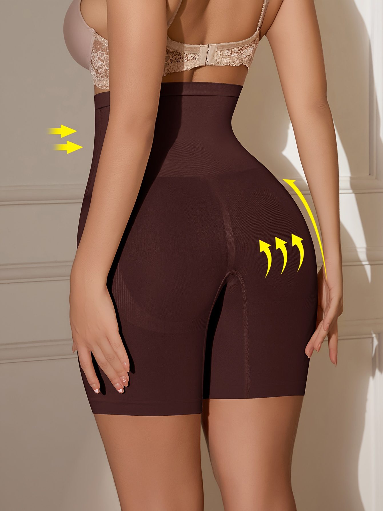 1pc of High-Waisted Seamless Shorts with a Front Hook Fastening for Abdomen Control - Image 8