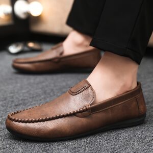 Men's Slip-On Loafers - British Style Breathable Casual & Dressy Shoes, All-Season Comfort with EVA Sole, Low-Top Round Toe Design for Office, Semi-Formal & Casual Attire, Comfy Shoes