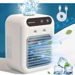 USB Rechargeable Mini Air Conditioner Fan - Portable Desk Cooling Device with Lithium Battery, Wireless, And USB Charging for Home, Office, Or Dormitory Use, Cooling Device