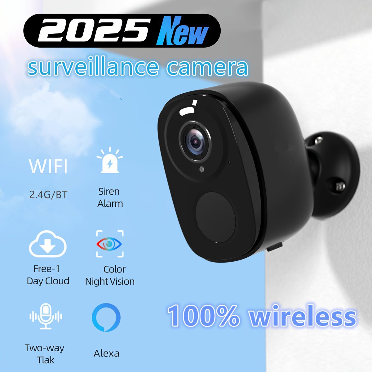 2 Pack (White + Black) Security Camera Wireless Outdoor, FHD 3MP Night Vision with Spotlight, Wire-Free 4000Mah Battery Powered, Human Detection, PIR Human Detection, 2-Way Talk, SD Card/Cloud Storage Three Days of Free Cloud Storage - Image 4