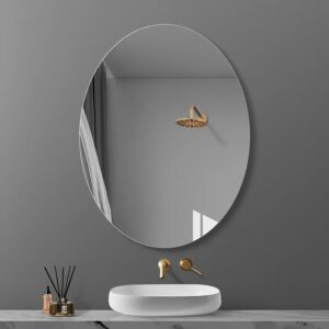 High-definition, No-drill, Self-adhesive, Frameless Acrylic Oval Mirror, Modern Minimalist Bathroom and Vanity Mirror