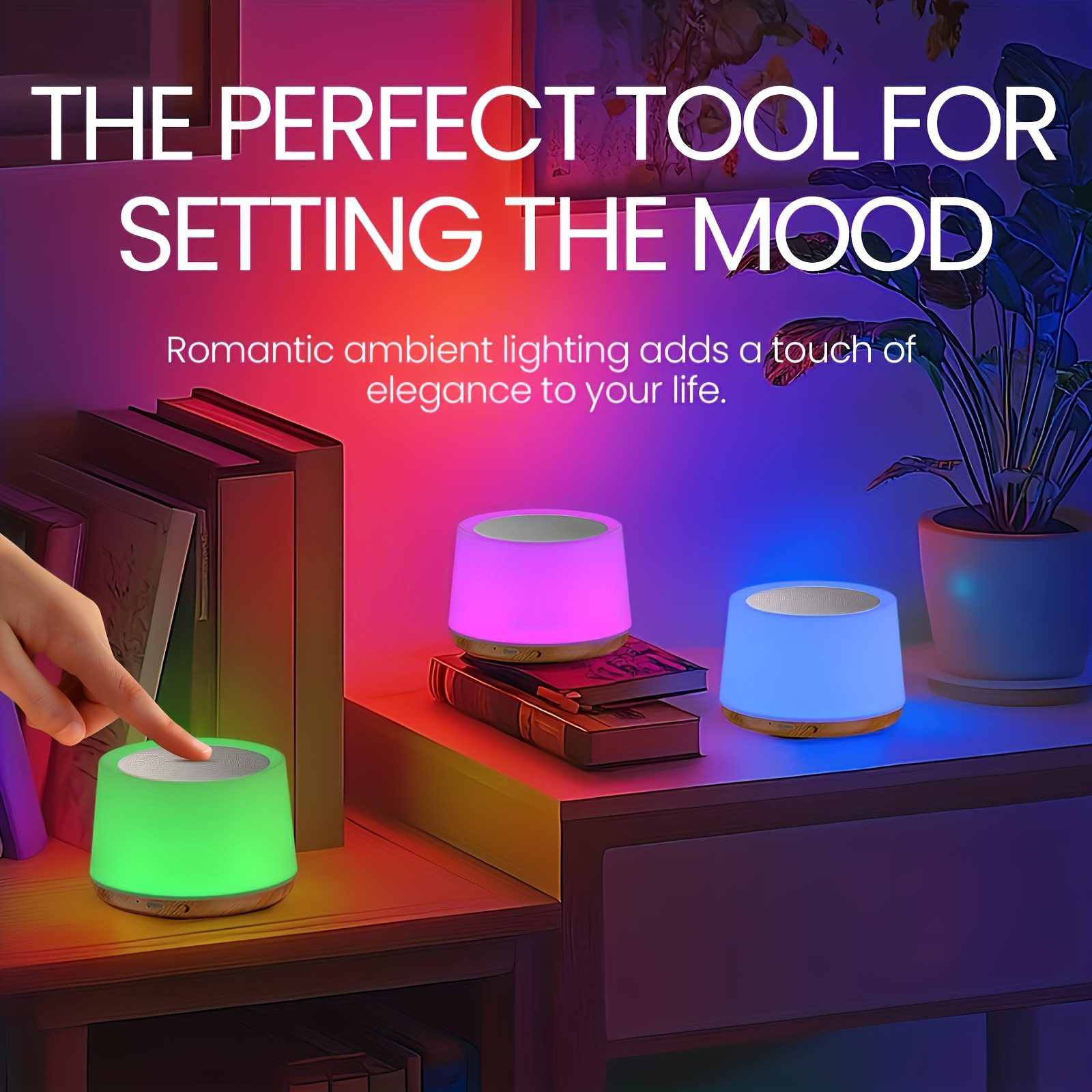 Lihangstar Touch-Sensitive Smart Lamp, a Brand New Touch Bedside Lamp, Night Light/Table Lamp, Adjustable Brightness And Color Night Light, USB Rechargeable/Suitable for Bedroom, Living Room, Parties, Desktop, Birthday Gift Ambient Light - Image 8