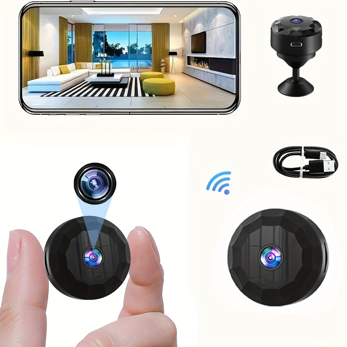 Smart Wireless Security Camera - 2.4GHz WiFi Indoor/Outdoor, USB Rechargeable for Travel/Renters | Home Pet Monitoring, No SD Card, Mobile App - Image 2