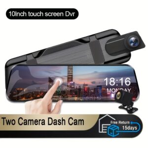 1080P Front and 720P Rear Mirror Camera for Car | Touch Screen Video Recorder with Magnetic Mount, Lithium Polymer Battery, 27.5FPS Frame Rate, 5V Operating Voltage, ZKCAMSPY Brand