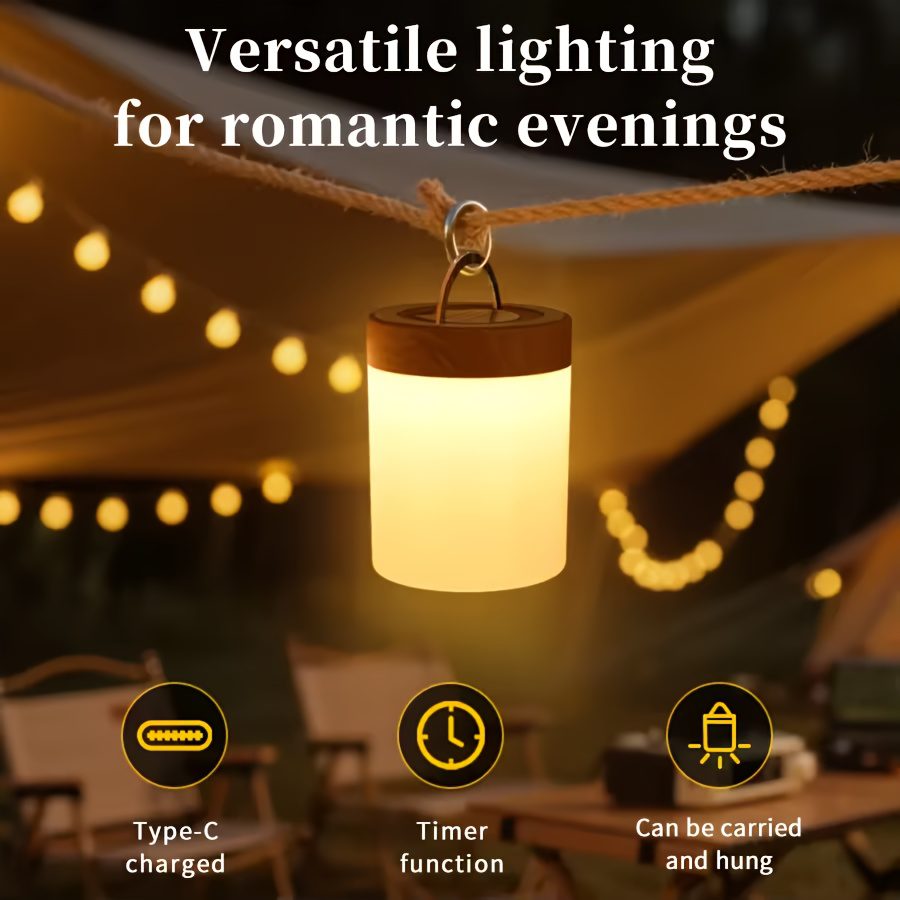 1pc/2pcs Bedside Lamp, Touch Night Lamp, Wood Grain Color Table Lamp, 3 Lighting Mode, 5 Brightness Level, RGB Ambient Lamp, Soft Light Reading Table Lamp, 1500mAh Battery, TPY-C Charging Use, Portable Lamp, Suitable for Bedroom, Living Room - Image 9