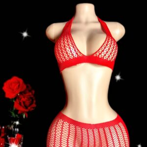 European And American Ins Sexy Hollow Out Teddy Nightclub Women'S Set (Bra And Skirt)