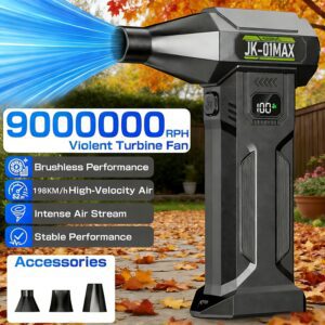 2026 Model Yard Lawn Leaf Blower Snow Blower, USB Rechargeable Dual-Use Car and Home Cleaning Dust Blower Fan, High-Pressure Handheld Turbo Jet Fan, Summer Cooling Fan Suitable for All 12 Months, 9000000 RPM High-Speed Brushless Motor, Built-in 2