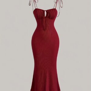 Front-Laced Dress with Ruffled Straps