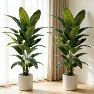 Two Large Artificial Green Plants for Indoor And Outdoor Use - a Enormous Banana Faux Tree in Nordic Style, Suitable for Home, Hotel, Office, Wedding, Party Porch Decoration, Window Box Garden Decor