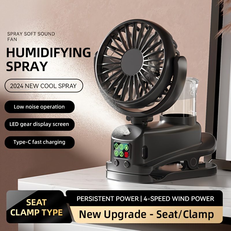 This Is a 2-In-1 Fan And Humidifier, Featuring 4 Adjustable Wind Speeds And 2 Humidity Levels, Designed As a Portable Desktop Fan. It Operates Silently at 360° - Image 5