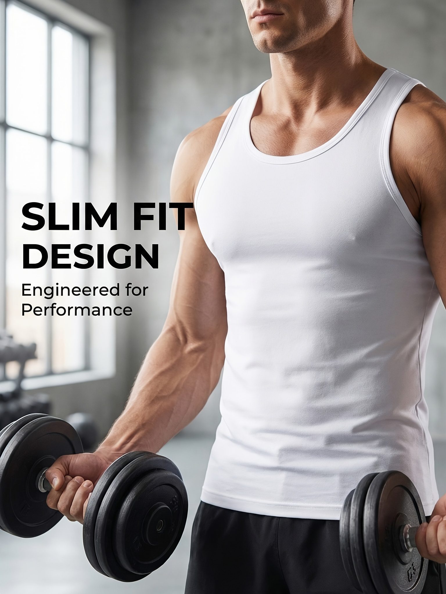 7pcs Men'S Casual Athletic Vests - Fashionable Solid Classic Round Neck Base Layer - Slight Stretch Breathable 100% Fabric - Suitable for Home Leisure - Fitness Running - Strength Training Wear - Image 7