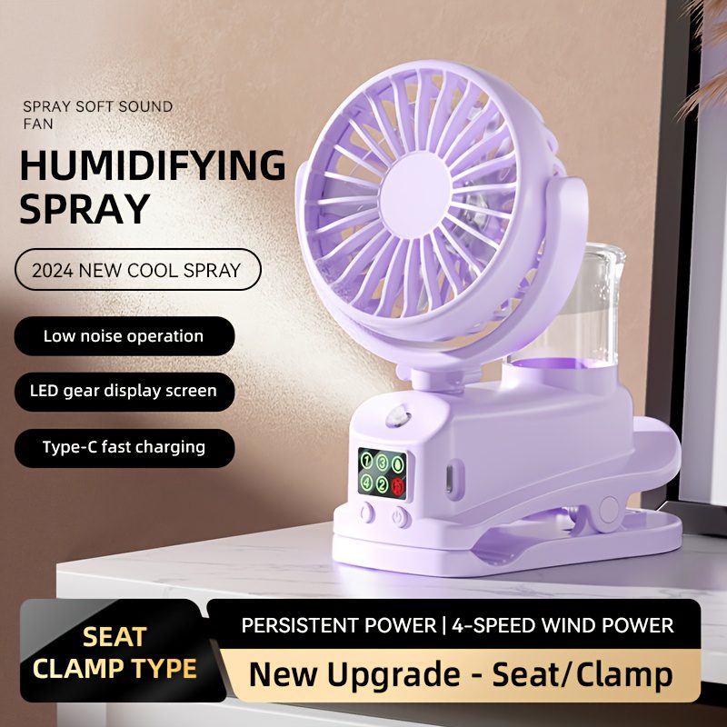 This Is a 2-In-1 Fan And Humidifier, Featuring 4 Adjustable Wind Speeds And 2 Humidity Levels, Designed As a Portable Desktop Fan. It Operates Silently at 360° - Image 9