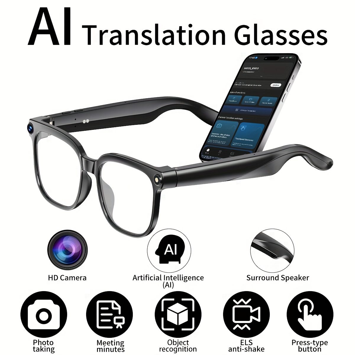 Smart Glasses Equipped with AI for Real-Time Translation And Object Identification, Featuring Open-Ear Audio, a Lightweight Design, And Up to 8 Hours of Battery Life, Perfect for Daily Use, Work, Travel - Image 4