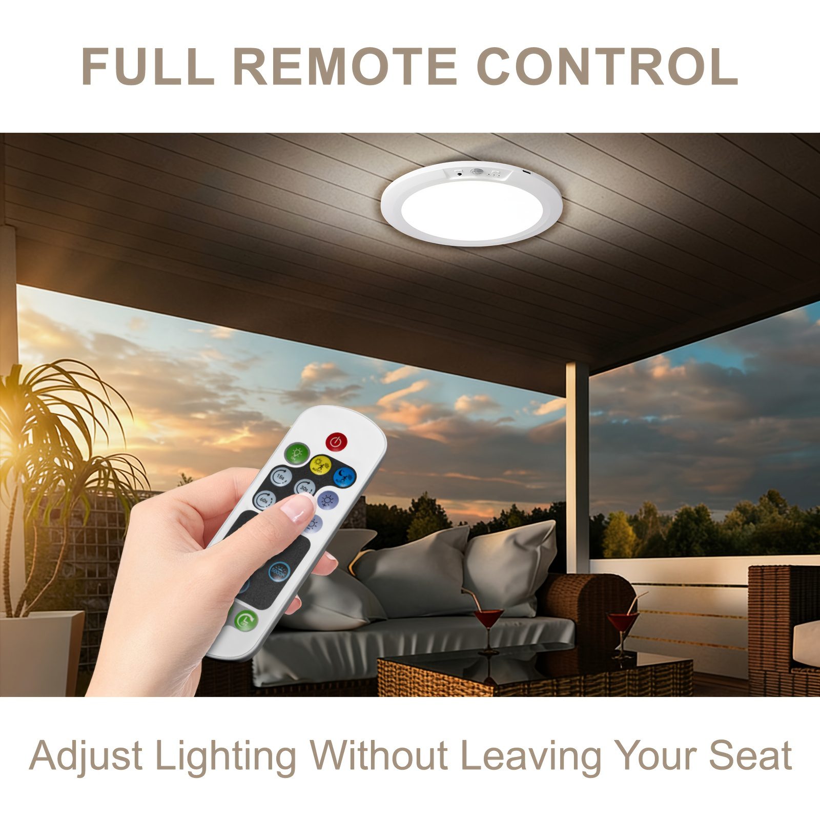 Smart Sensor Ceiling Light, with Remote Control, Timed Light Off, 3 Lighting Modes, 5 Color Temperature Adjustments for Light Brightness, 8000Mah Super Large Capacity Rechargeable, Magnetic Installation Without Drilling, USB Charging - Image 5