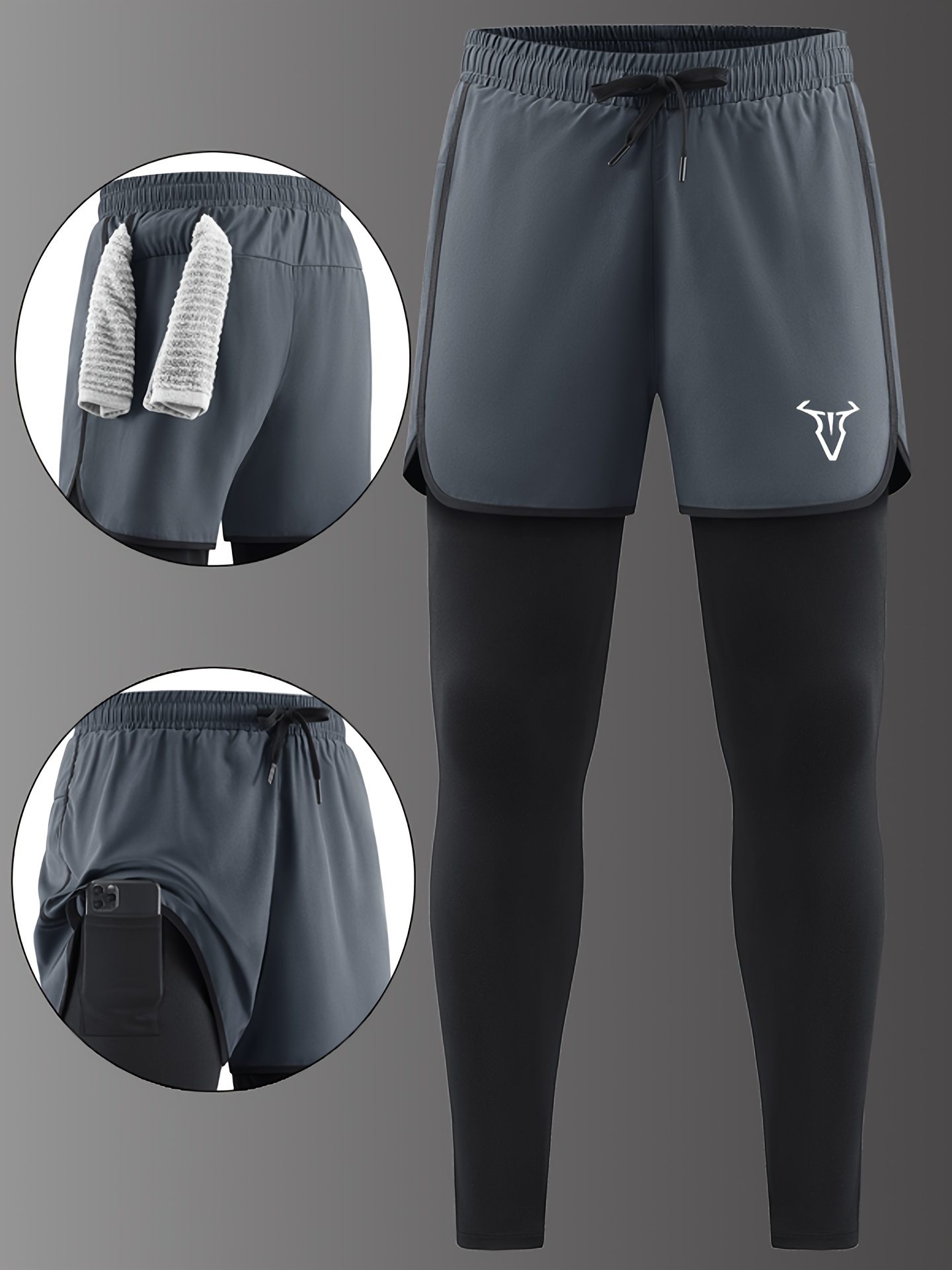 Men'S Casual Sports Long Pants Suitable for All Seasons, Designed to Look Like Two Pieces, Featuring Pockets, a Regular Fit, Elastic Waistband, Quick-Drying And Breathable Fabric, Moisture-Wicking Properties, Ideal for Hiking, Training, Yoga - Image 8