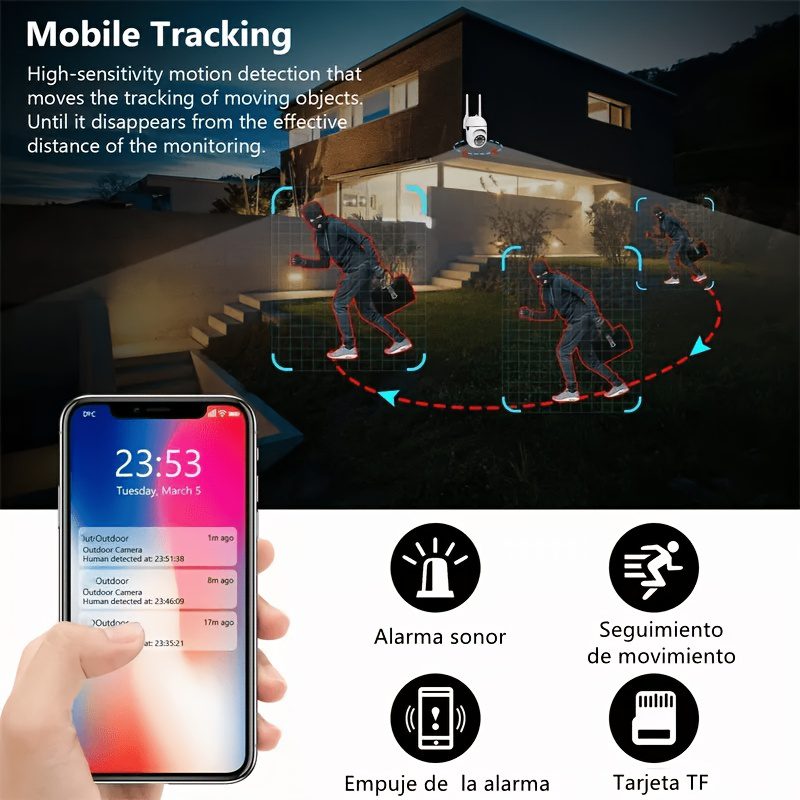 2pcs WiFi Security Camera 360° Panoramic View, PTZ Control, Motion Detection Alerts, Two-Way Audio, Full-Color Night Vision, USB-Powered Indoor/ Surveillance Camera for Home, Office, Store, Garage - Compatible with Smartphone Apps - Image 4