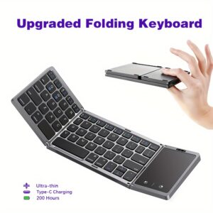 Thin Portable Foldable Mini Wireless Keyboard with Touchpad - Compatible with Windows, Android, IOS, Mac, for Tablets And Smartphones!