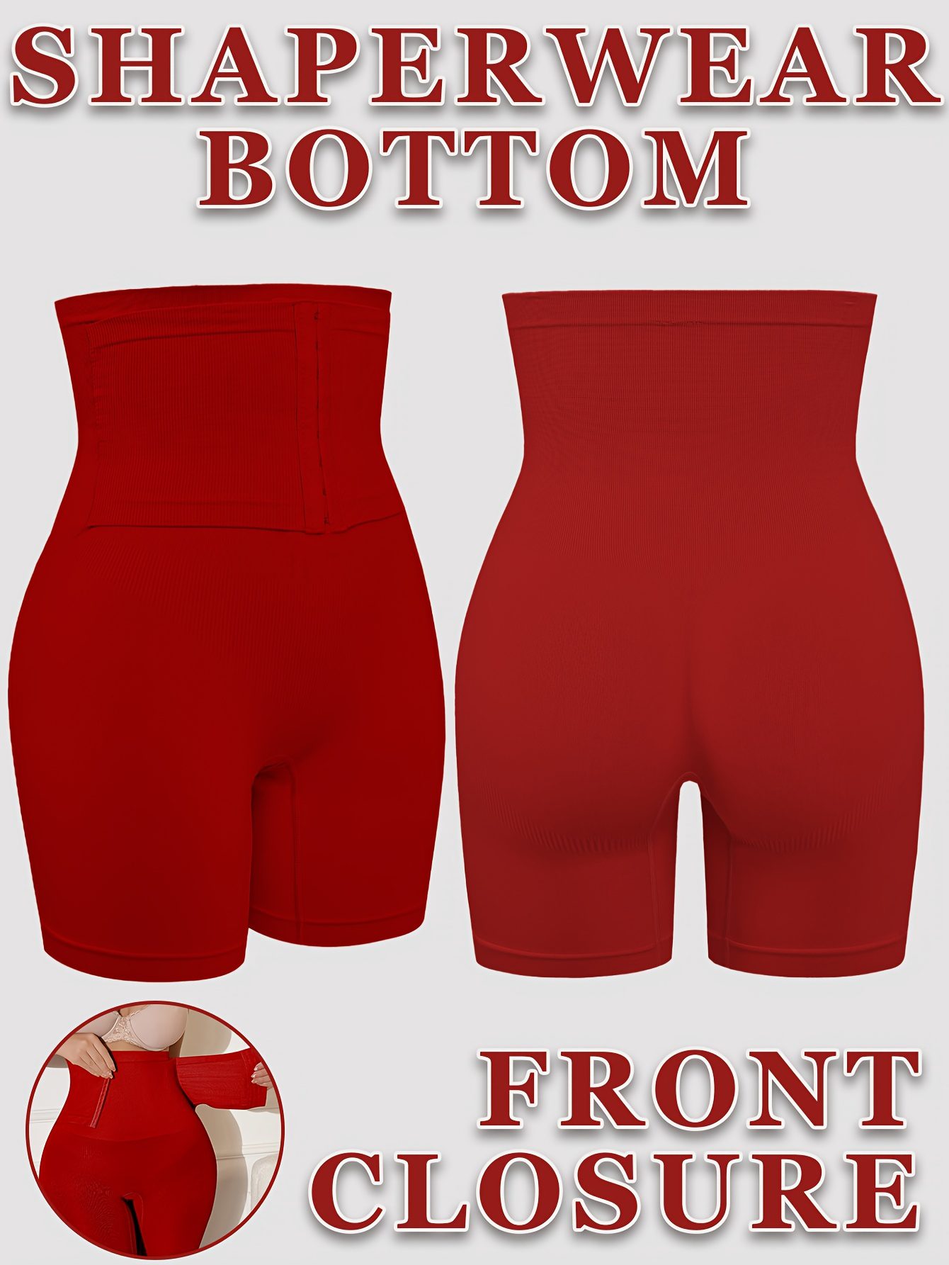 1pc of High-Waisted Seamless Shorts with a Front Hook Fastening for Abdomen Control - Image 7
