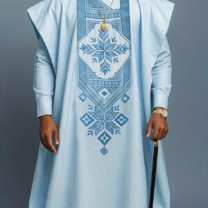 Men'S Three-Piece Agbada Set Featuring Embroidery, Pockets, And a Loose, Flowing Silhouette; Includes a Robe, Shirt, And Drawstring Elastic Waist Long Pants, Suitable for Everyday Events Like Cocktails, Weddings, Parties, Banquets, Birthdays