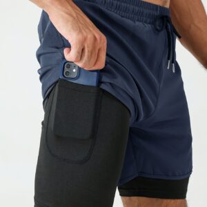 Men'S 2-In-1 Running And Fitness Shorts with a Zippered Back Pocket