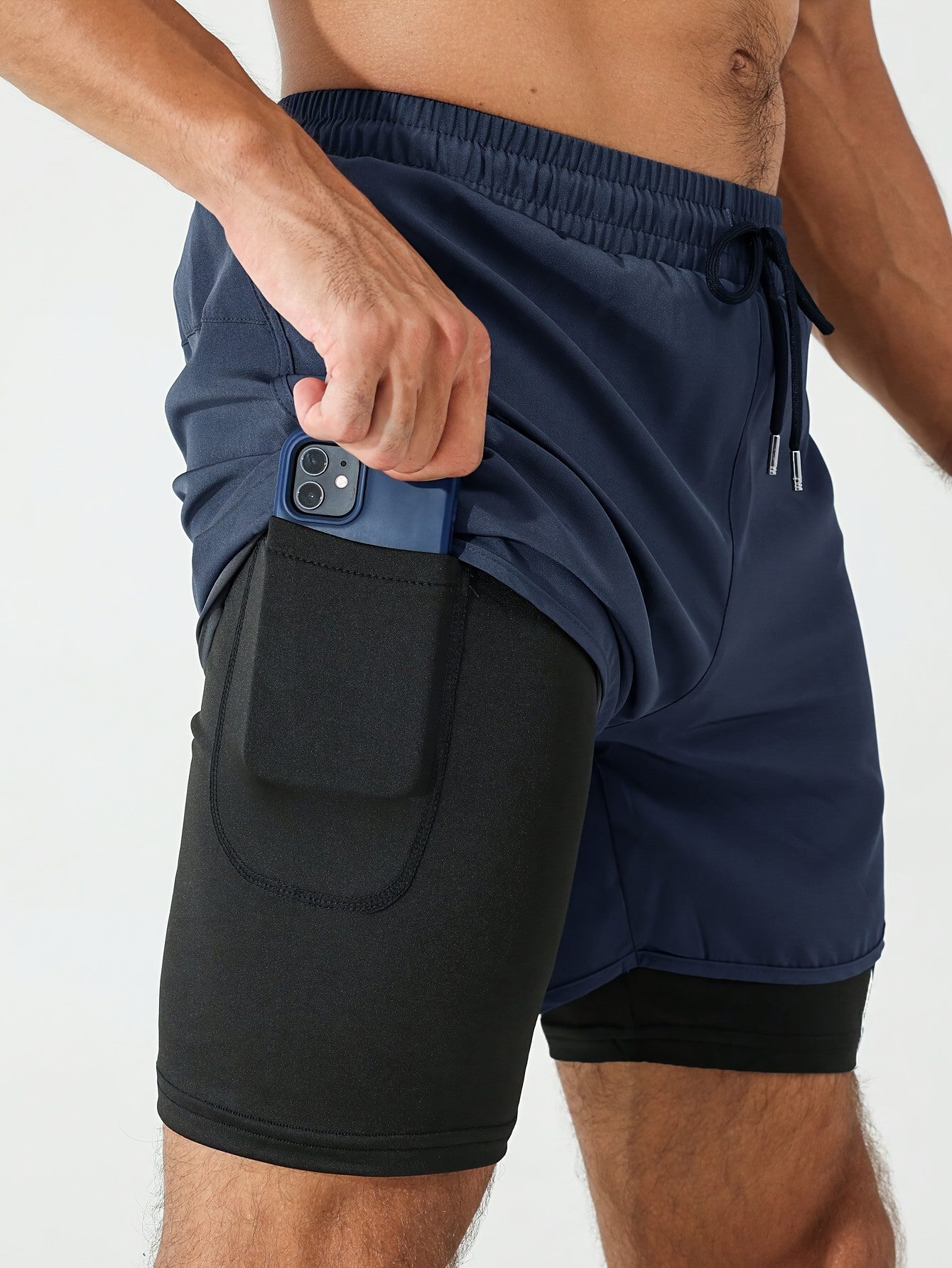 Men'S 2-In-1 Running And Fitness Shorts with a Zippered Back Pocket
