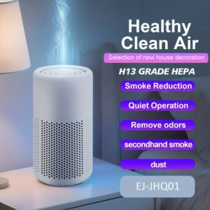 The Air Purifier with HEPA Filter Is an Anti-Allergy, Silent Desktop Device That Eliminates Pet Dander Odors, Smoke, Pollen, Secondhand Formaldehyde, And Fine PM2.5 Particles. It Features a Type-C Port And Three Adjustable Fan Speeds