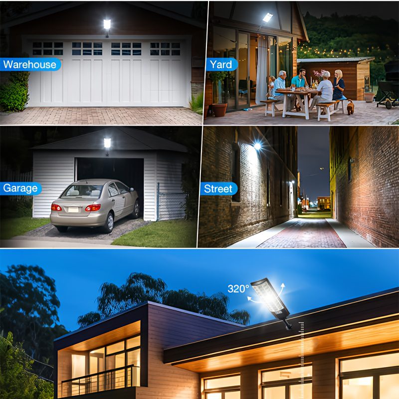 2pcs/1pc - Powerful LED solar outdoor garden lights, outdoor wide-angle lighting fixtures, motion-sensing street lights, with human body sensing and automatic sensing switches - suitable for garden, garage, and camper decoration lighting - Image 10