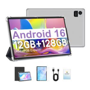 CRELANDER 2025 NEW Android Tablet with a 10.1 Inch IPS Touch Screen, 2-In-1 Design Including a Protective Case, Optional Keyboard, Mouse, And Stylus. It Features 12GB RAM (4GB + 8GB Expandable) And 128GB Storage, Supporting a 1TB TF Card, Tablet