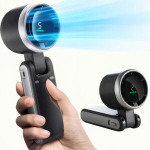 Portable Handheld Mini Turbine Fan, USB Rechargeable Travel Personal Fan, 5 Wind Speeds, 13550RPM Speed, Working Time Up to 10 Hours, Handheld/Neck/Desktop Fan 3-in-1 Foldable Silent Cooling Fan for Beach Vacation/Outdoor/Home/Office