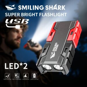 1pc SMILING SHARK Ultra-Bright Portable Power Bank Flashlight Rechargeable, 3 Modes Handheld Small Flashlights, Pocket Size, EDC Emergency Flash Light, USB-C Torch Light for Camping, Hiking, Charging