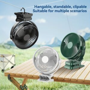 10000mAh Portable Clip Fan | 5-Speed Quiet USB Rechargeable Personal Cooling Fan with LED Display, 360° Adjustable Blow Angle, Suitable for Office, Camping, Parties, and Travel