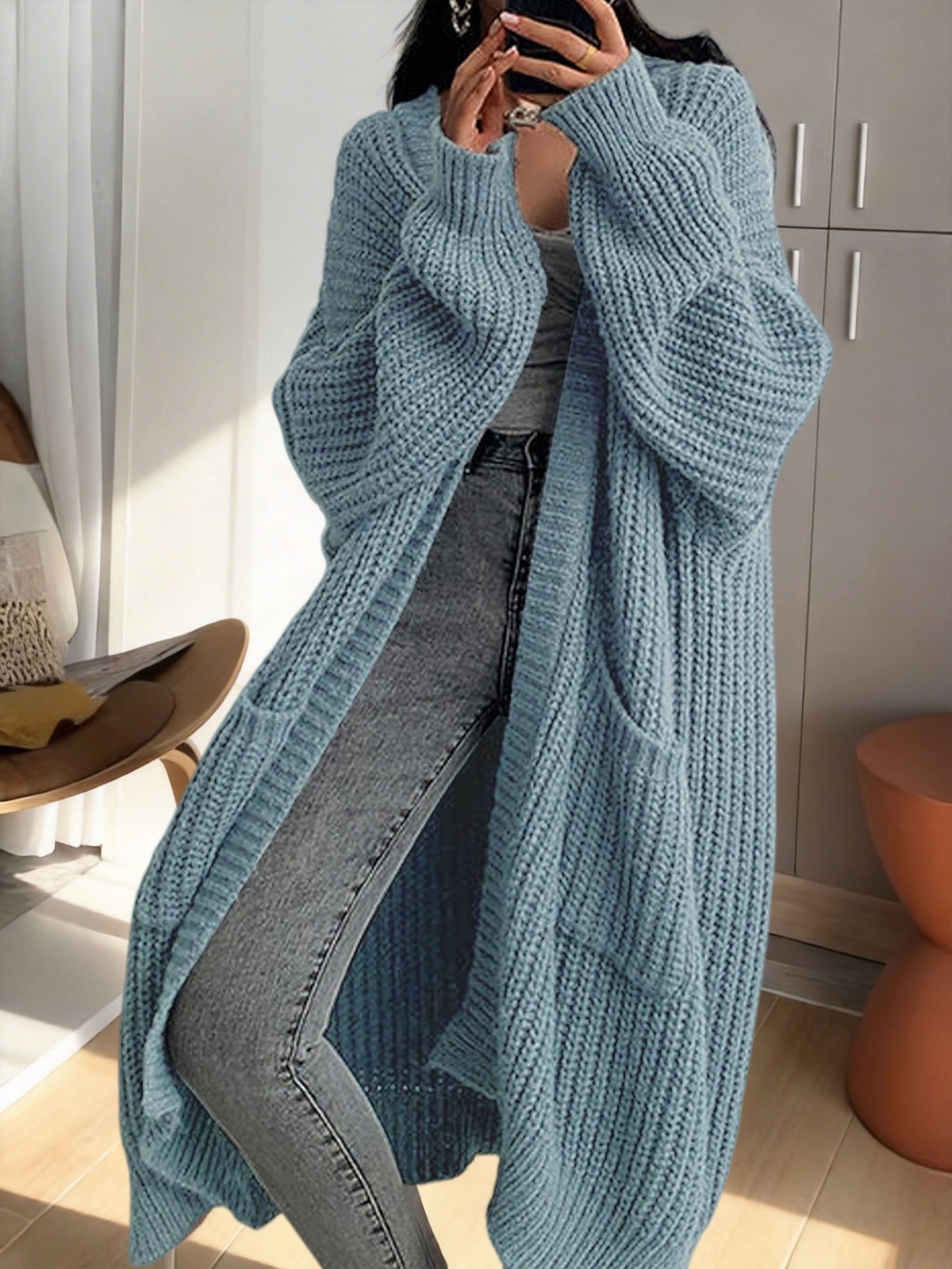 Y2K Long Cardigan Sweater with Long Sleeves - Image 7