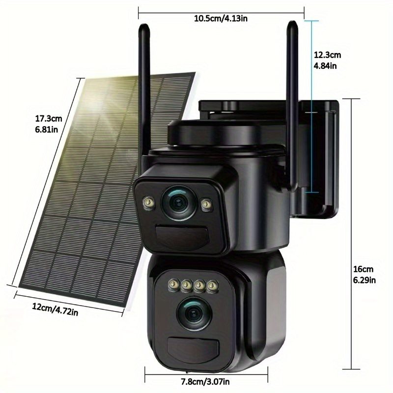 Wireless Outdoor Security Camera with Dual Lenses And Screens, Featuring 1296P Resolution, 5G Wifi, Solar Power, 360° View, Spotlight Color Night Vision, PIR Sensor, Auto Tracking, TF Card/Cloud Storage, And Two-Way Audio - Image 8