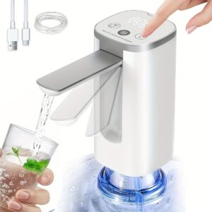 Water Dispenser Pump for 5-Gallon Bottles - Features Digital Display, Type-C USB Charging, Portable Electric Pump, Automatic Folding, And Both Quantitative And Continuous Modes