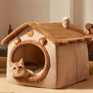Foldable Pet Bed Cat House Dog Bed, Suitable for Cats And Dogs, Washable, Winter Cozy Warm Cat Bed Dog Bed, Puppy Cave Nest