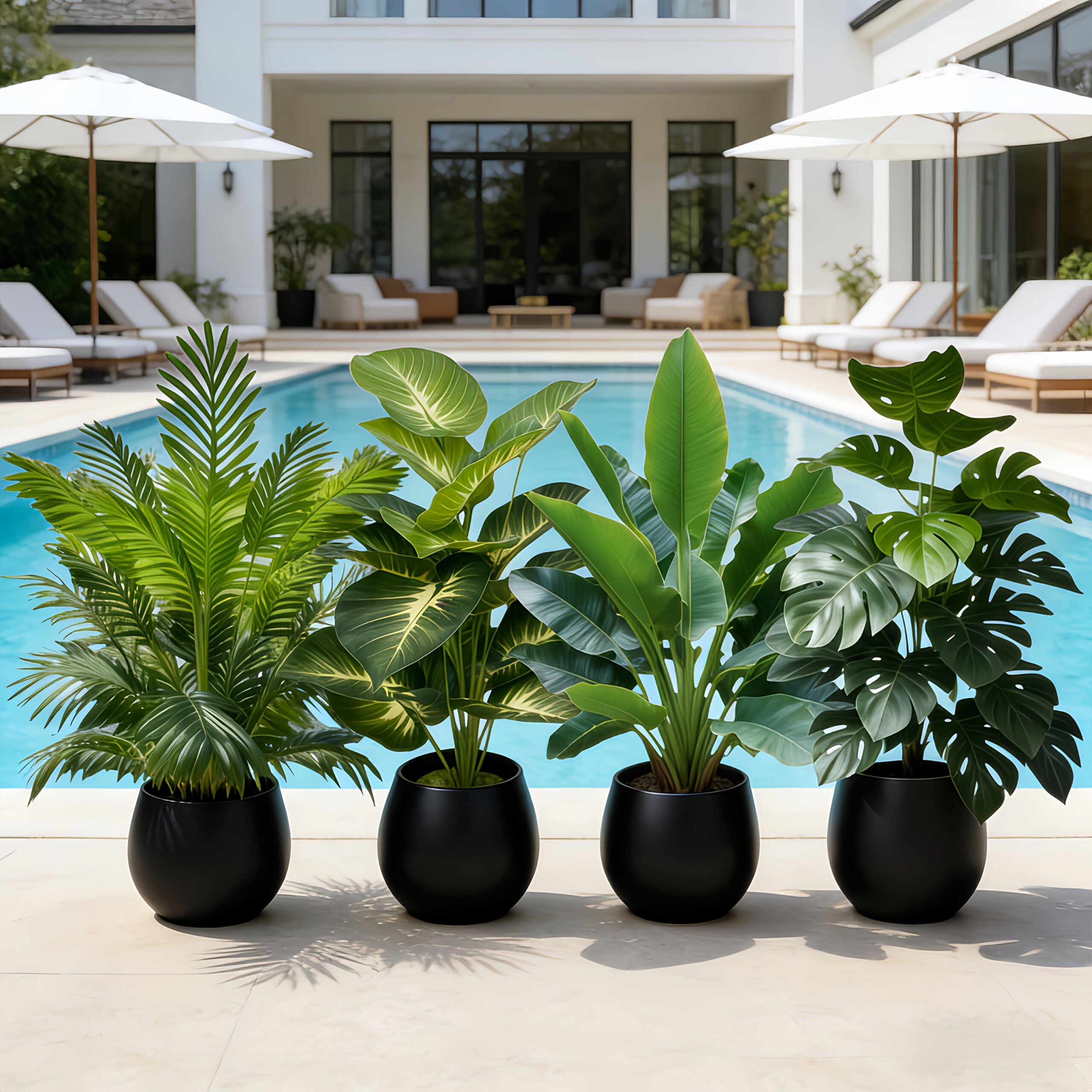 4pcs Set - Includes 48 Large Leaves of Large Outdoor Artificial Green Plant Loose Palm Tree Combo - DHOEM Wedding Garden Modern Decoration, Maintenance-Free Four-Season Evergreen Wealth Tree Artificial Plant | Pothos Evergreen Potted Plant, Nordic - Image 8