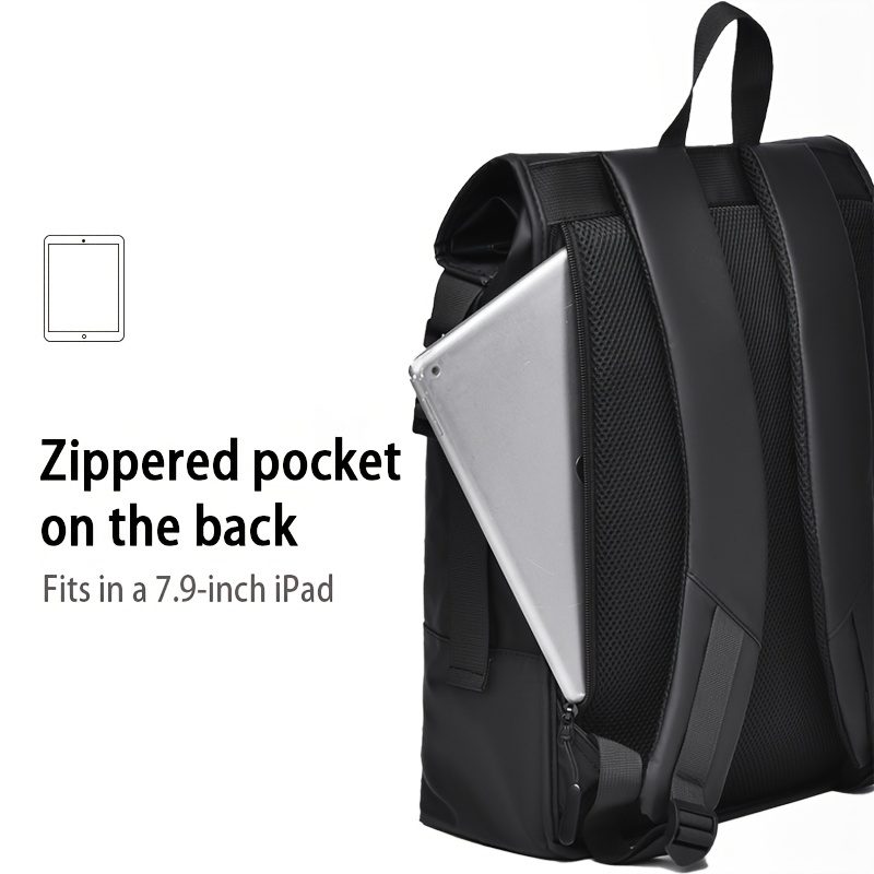 Stylish Roll-Top Daypack with Laptop Compartment - Durable Oxford Fabric, Adjustable Straps, Zip Closure for Outdoor Adventures - Image 6