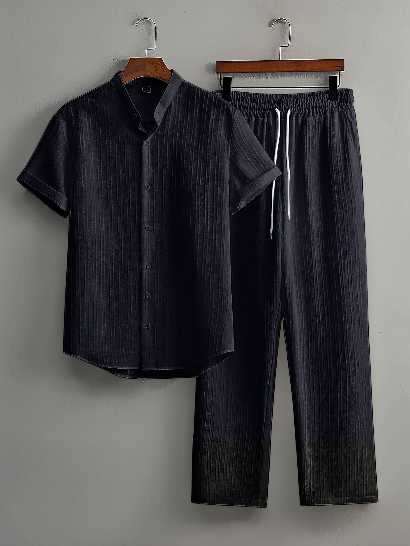 Short Sleeve Shirt + Drawstring Pants 2pcs Set Breathable Casual Outfit Suitable for Beach Vacation Party