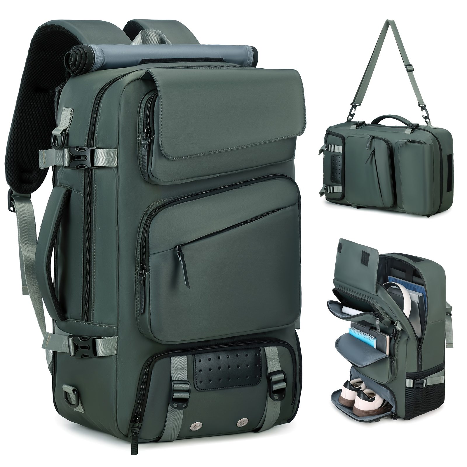 Travel Backpack for Men and Women, Large Capacity Carry-On Bag with Shoe Compartment, Airline Approved 17.3-Inch Laptop Backpack, Business Gym Weekend Pack, Single Shoulder or Double Shoulder, Travel Backpack for Men, Backpack for Men, Backpack for Women, Travel Backpack for Women - Image 6