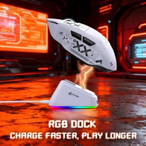 ATTACK SHARK V6 Wireless Gaming Mouse, 1000Hz, PAW3311, BK52820 Flagship Chip, 500mAh Battery, 25K DPI, 65g, Tri-Mode, Right-Hand Ergonomic, Mouse + RGB Charging Dock (Official Standard Accessory)