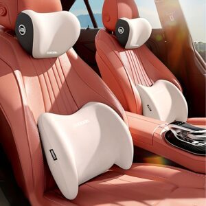 1 Set of 2 Ergonomic Car Seats 1 Headrest 1 Lumbar Pillow Support Combo Set Is Suitable for Various Models of Seats, Easy to Install, Ideal Gift for Drivers