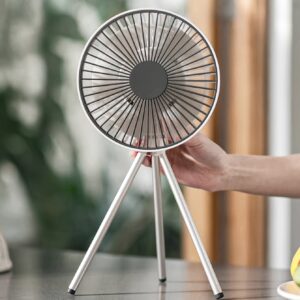 Summer essentials portable outdoor camping fan 4000mAh rechargeable tripod fan suitable for outdoor office desktop with timer built-in hook for hanging three-speed wind multifunctional personal fan