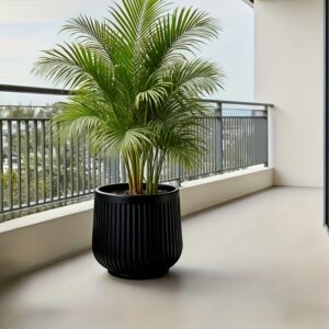 Fashionable Large Round Plastic Flower Pot - Measuring 23.01cm X 22.0cm, This Sturdy Blow-molded Pot Is Perfect for Both Indoor and Outdoor Use, Making It an Excellent Choice for Your Bedroom, Office, Balcony, Hallway, Living Room, or Garden