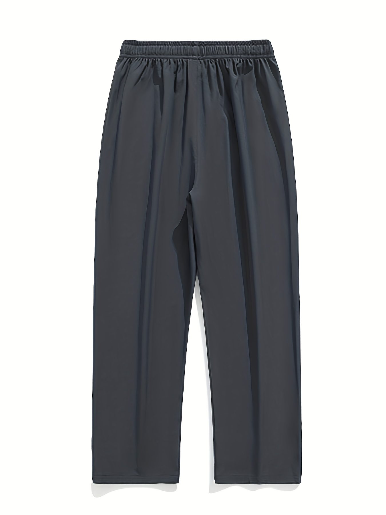 2025 Trendy Men's Spring-Summer Casual Pants, Loose Fit Joggers, Solid Color Sport Trousers, Polyester Long Pants - Image 7