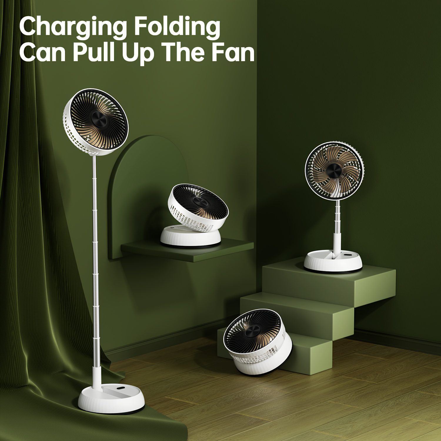 7200Mah Retractable And Rotating Table Fan, USB Charging, with Timer Function, Remote Control, Three-Speed Adjustment, Suitable for Indoor And Outdoor Use, Easy to Carry, a Must-Have for Holidays - Image 2