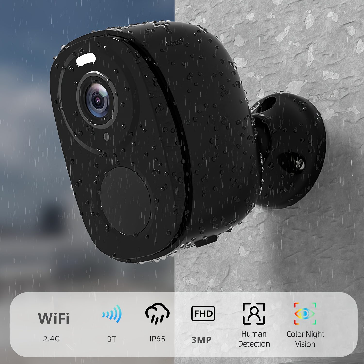 2 Pack (White + Black) Security Camera Wireless Outdoor, FHD 3MP Night Vision with Spotlight, Wire-Free 4000Mah Battery Powered, Human Detection, PIR Human Detection, 2-Way Talk, SD Card/Cloud Storage Three Days of Free Cloud Storage - Image 6
