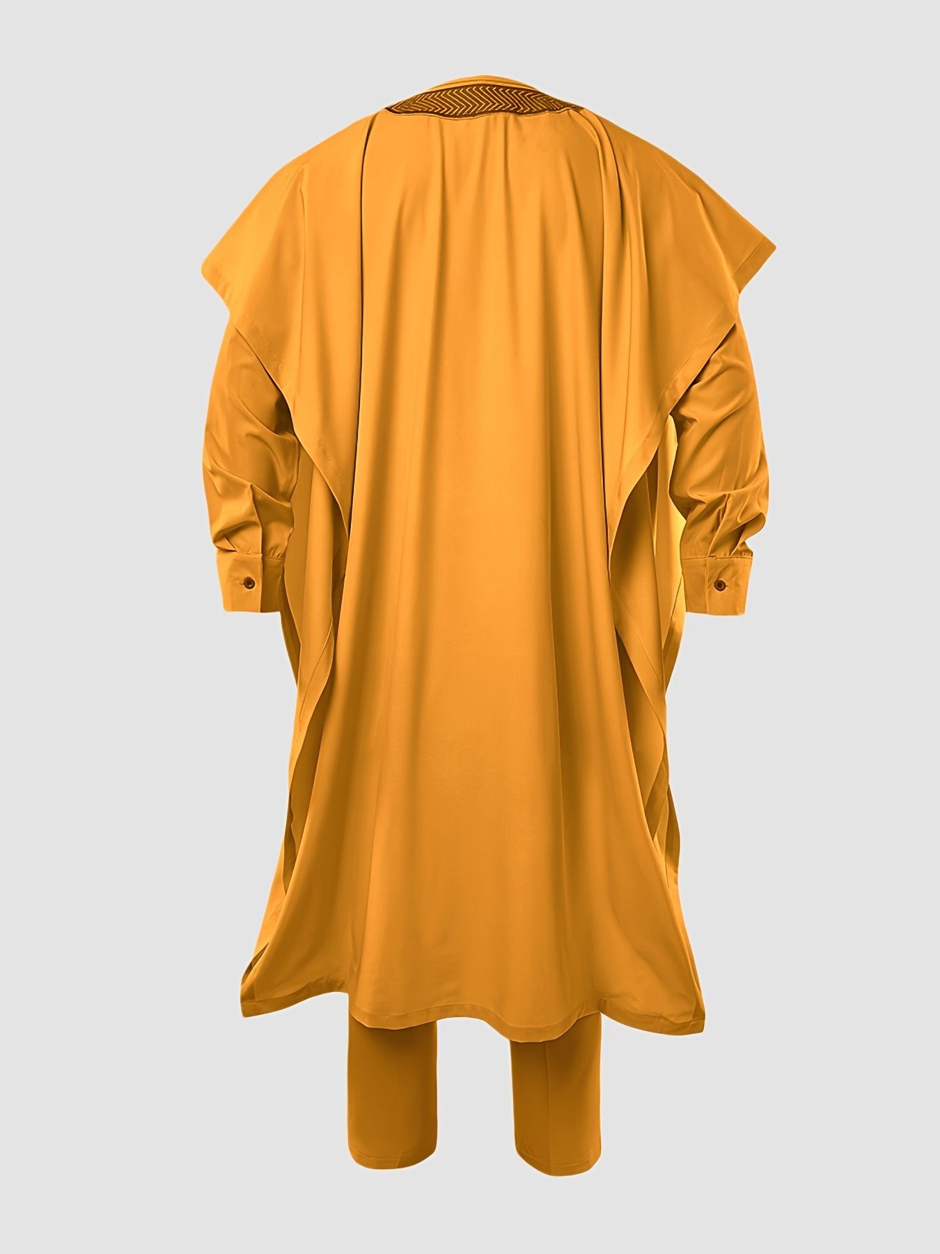 Men'S Three-Piece Agbada Set Featuring Embroidery, Pockets, And a Loose, Flowing Silhouette; Includes a Robe, Shirt, And Drawstring Elastic Waist Long Pants, Suitable for Everyday Events Like Cocktails, Weddings, Parties, Banquets, Birthdays - Image 6
